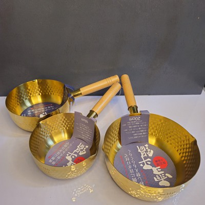 SS Milk Pot/Pan 3pcs Set – 16cm, 18cm & 20cm (Gold Edition)