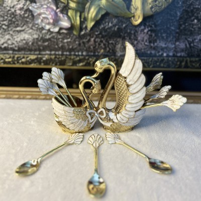 Swan Shaped 12pcs Spoon Holder Set – Elegant Tabletop Cutlery Organizer