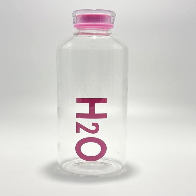H2O Decorated Glass Water Bottle–700ml | Leak Proof | Stylish & Eco-Friendly(Pink)