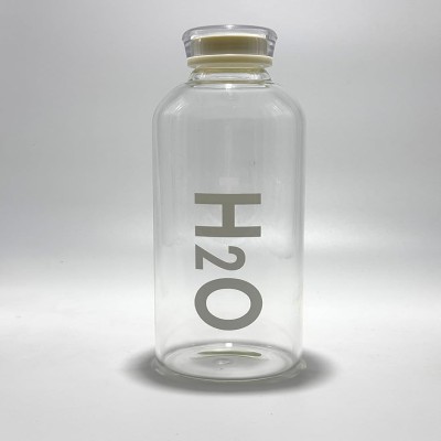 H2O Decorated Glass Water Bottle–500ml | Leak Proof | Stylish & Eco-Friendly(White)