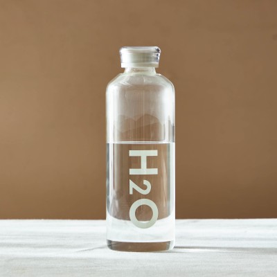 H2O Decorated Glass Water Bottle–700ml | Leak Proof | Stylish & Eco-Friendly(White)