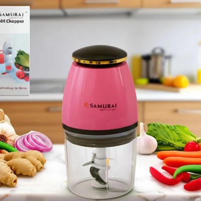 Samurai Electric Multi Chopper – 4-Blade S-Shaped, One-Touch, Compact & Powerful (Pink)