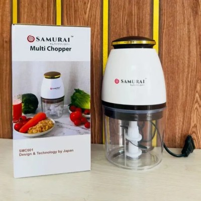 Samurai Electric Multi Chopper – 4-Blade S-Shaped, One-Touch, Compact & Powerful (White)