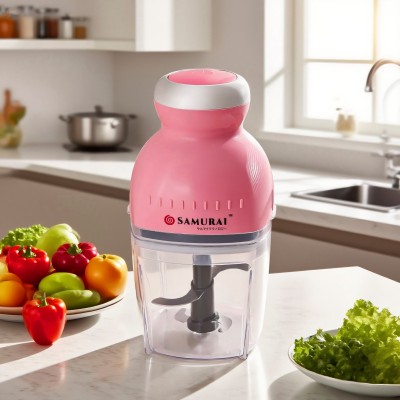 Samurai Electric Multi-Functional Chopper – 600ml | One-Touch Meat & Vegetable Cutter | New Square Shape | Pink
