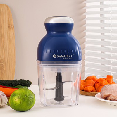 Samurai Electric Multi-Functional Chopper – 600ml | One-Touch Meat & Vegetable Cutter | New Square Shape | Blue