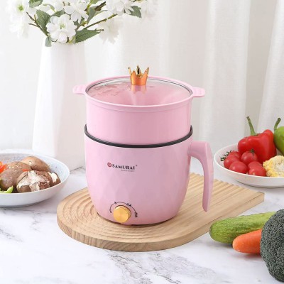 Samurai Electric Multifunctional Cooking Pot – 1.8L, Non-Stick, Portable & Stylish (Pink)