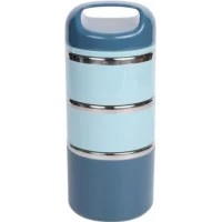 Tedemei 3.5-Layer 1.43L Stainless Steel Lunch Box with Leak-Proof Lid – Heat Preservation Bento Food Container(Blue)