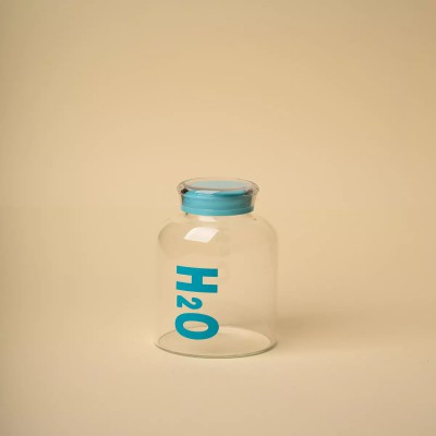 H2O Decorated Glass Water Bottle–500ml | Leak Proof | Stylish & Eco-Friendly(Blue)