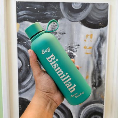 500ml Stainless Steel Vacuum Water Bottle | Hot Cold Flask with Handle | Matte Green