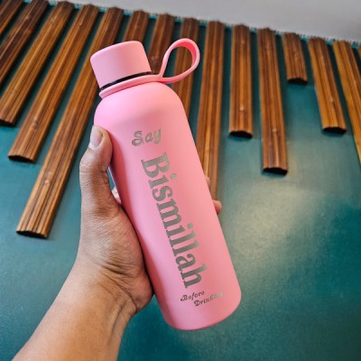 500ml Stainless Steel Vacuum Water Bottle | Hot Cold Flask with Handle | Matte Pink