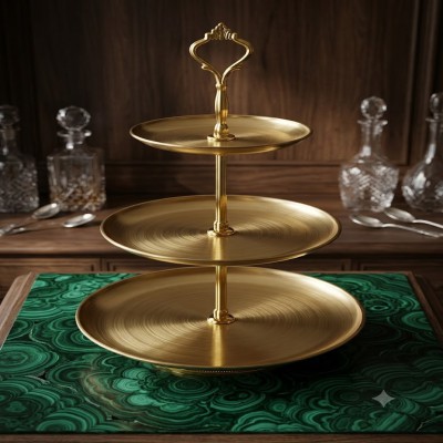 Elegant 3-Layer Gold Plated Food Display Stand – Luxury Dessert & Pastry Tray
