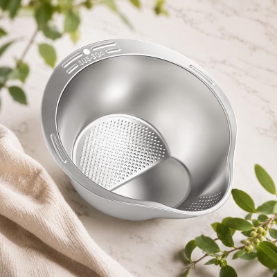 Stainless Steel Rice Washing Basin | Multi-Purpose Rice, Fruit & Vegetable Strainer