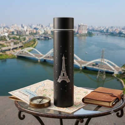 SI-19 Stainless Steel Slim Water Bottle 310ml | Leakproof Vacuum Flask, (Black)