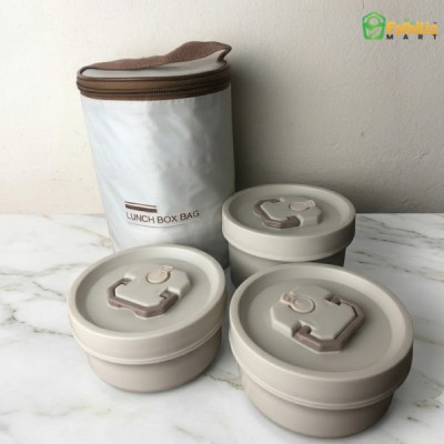 3pcs AP Stainless Steel Lunch Box With Bag | Premium Tiffin Box Set