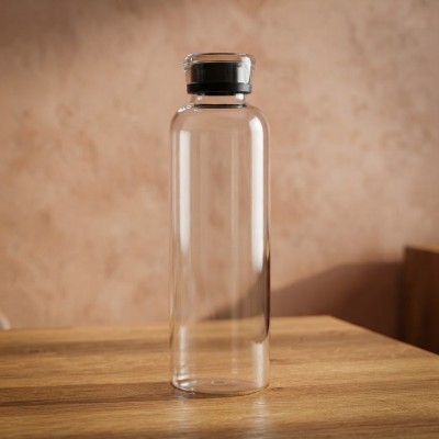 Premium Borosilicate Glass Bottle – Bamboo Lid | 750ml | Leak Proof | Stylish & Eco-Friendly (Black)