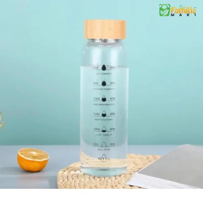 750ML Large Capacity Glass Water Bottle with Time Marker